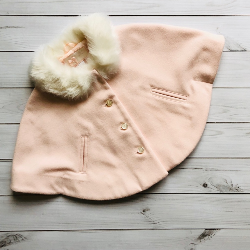 Pirouette Petals Janie and Jack Pink Fur Cape 6-12